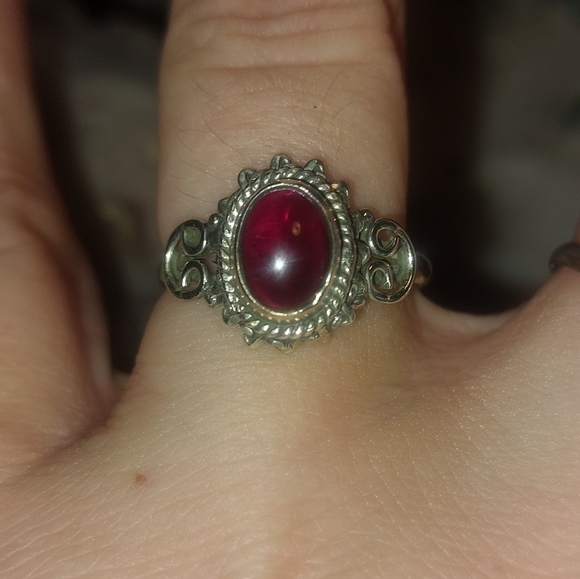 Dainty Garnet Ring Sterling Silver Size 8 - Picture 2 of 5